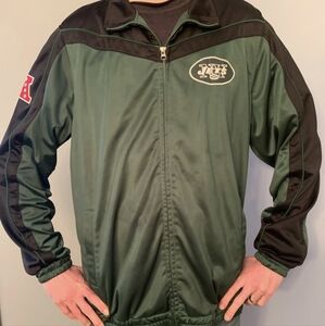 NFL New York Jets Jacket Green Fleece Lined Full Zip Long Sleeve Size XX…